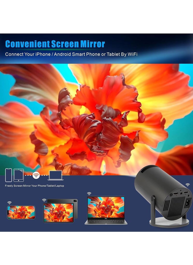 Gonice - Mini Projector,Smart Projector,4K Projector with Wifi 6 and Bluetooth 5,Portable Projector with Android 11, Automatic Keystone Correction,180 Degree,130 Inch Display - Image 1