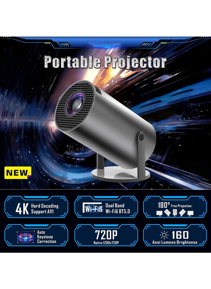 Gonice - Mini Projector,Smart Projector,4K Projector with Wifi 6 and Bluetooth 5,Portable Projector with Android 11, Automatic Keystone Correction,180 Degree,130 Inch Display - Image 1