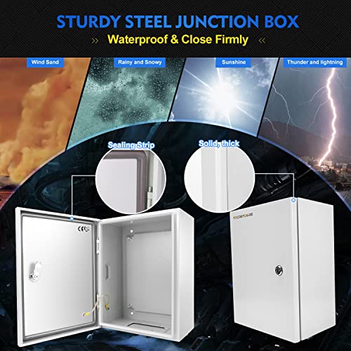 TOCRETOARE Outdoor Electrical Junction Box, 12 x 10 x 6'' NEMA 4X Enclosure Box, Wall Mounted IP66 Waterproof & Dustproof Lockable Metal Junction Box - Image 3