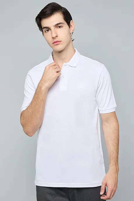 أر أند بي Solid Polo T-Shirt with Short Sleeves