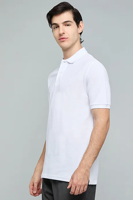 أر أند بي Solid Polo T-Shirt with Short Sleeves