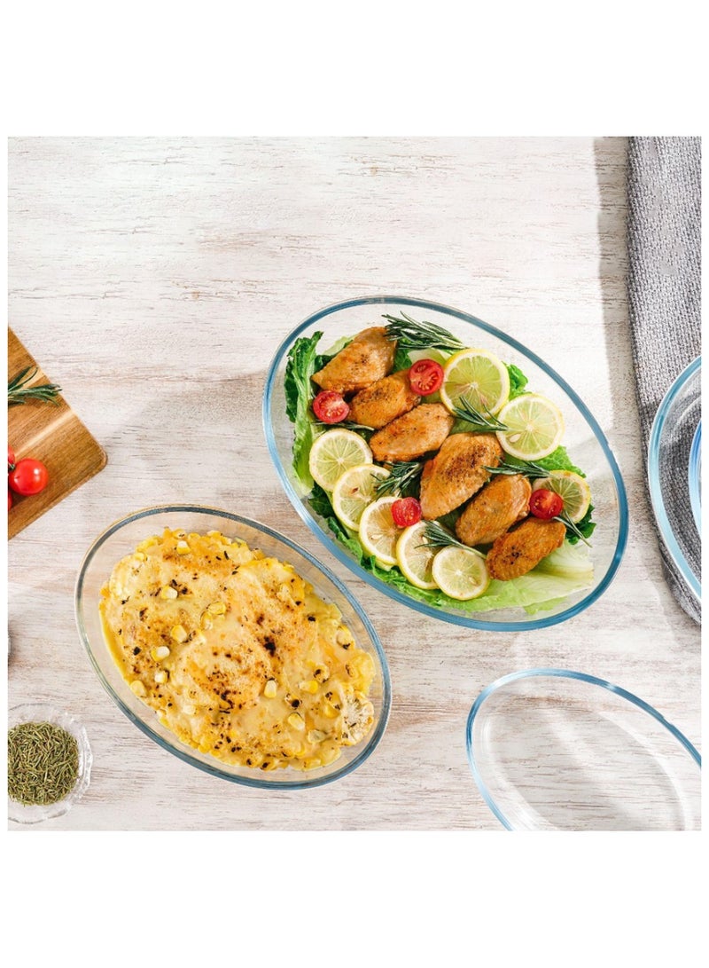 Laopala 0.7L+1.6L+2.4L OVAL BAKING TRAY SET - LAOPALA Serving Bowl Oven & Microwave Safe Bowl Borosilicate Glass Clear & Borosil Glass Baking Dish - Image 3