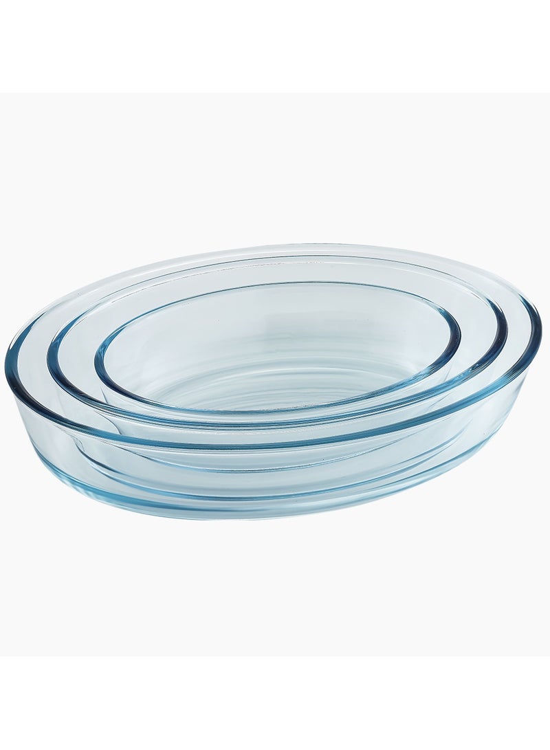 Laopala 0.7L+1.6L+2.4L OVAL BAKING TRAY SET - LAOPALA Serving Bowl Oven & Microwave Safe Bowl Borosilicate Glass Clear & Borosil Glass Baking Dish - Image 2