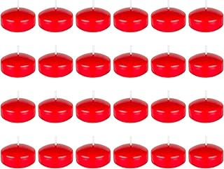 MEGA CANDLES Mega Candles 24 pcs Unscented Red Floating Disc Candle, Hand Poured Paraffin Wax Candles 2 Inch Diameter, - Image 1