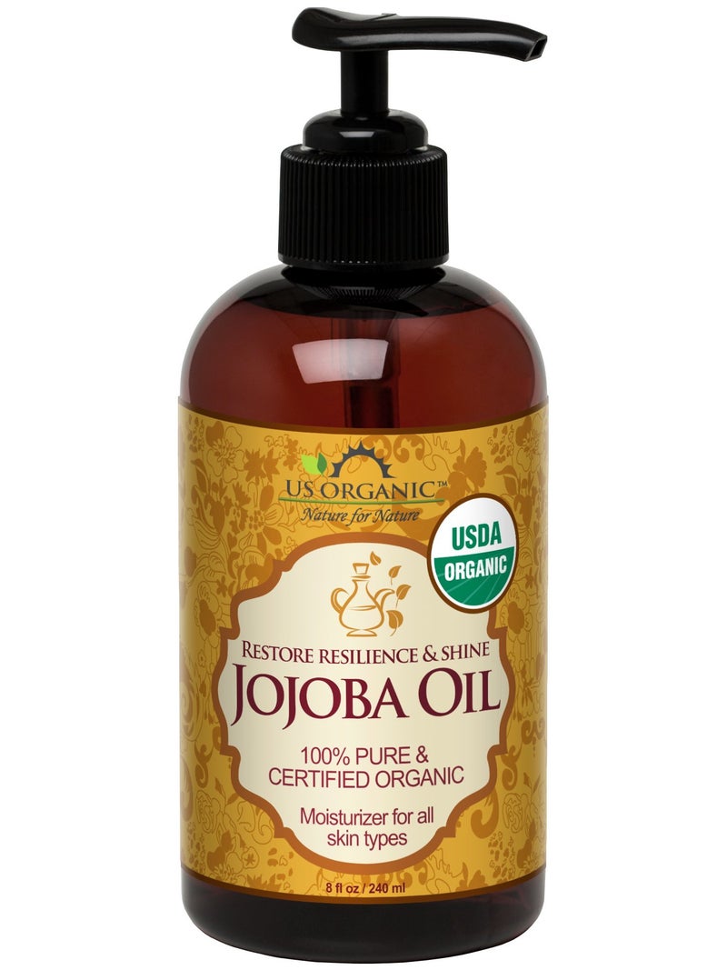 US Organic Jojoba Oil, USDA Certified Organic,100% Pure & Natural, Cold Pressed Virgin, Unrefined, Haxane Free, Sourced from Middle East directly (Large (8oz, 240ml)) - Image 1