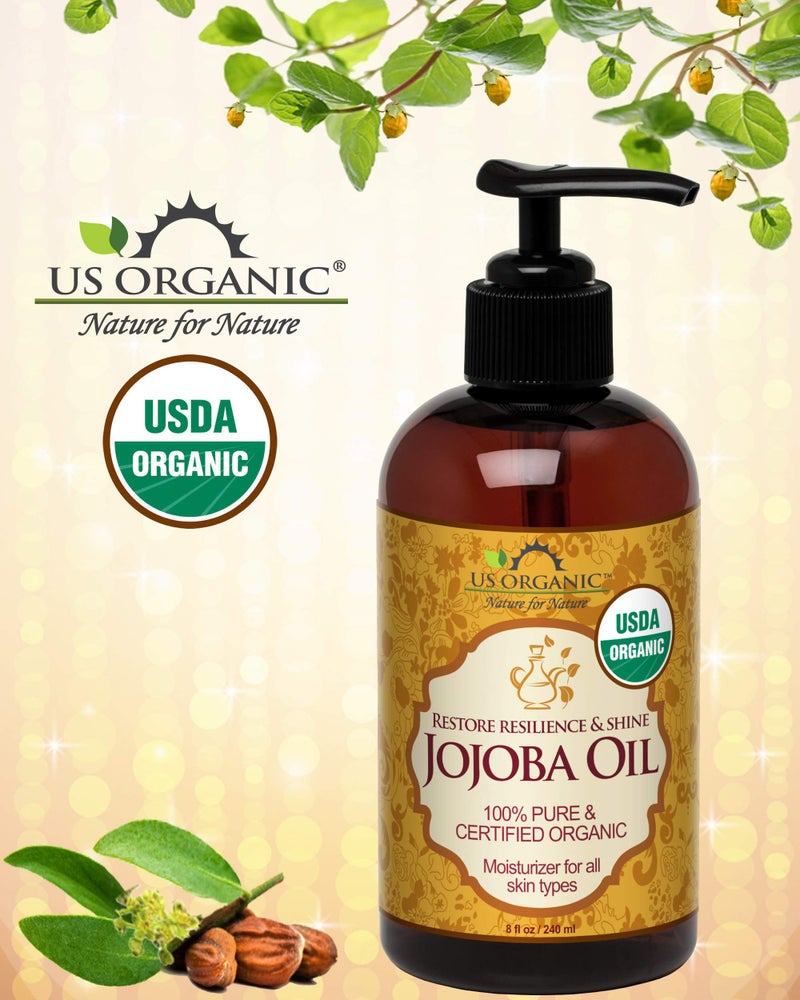 US Organic Jojoba Oil, USDA Certified Organic,100% Pure & Natural, Cold Pressed Virgin, Unrefined, Haxane Free, Sourced from Middle East directly (Large (8oz, 240ml)) - Image 2