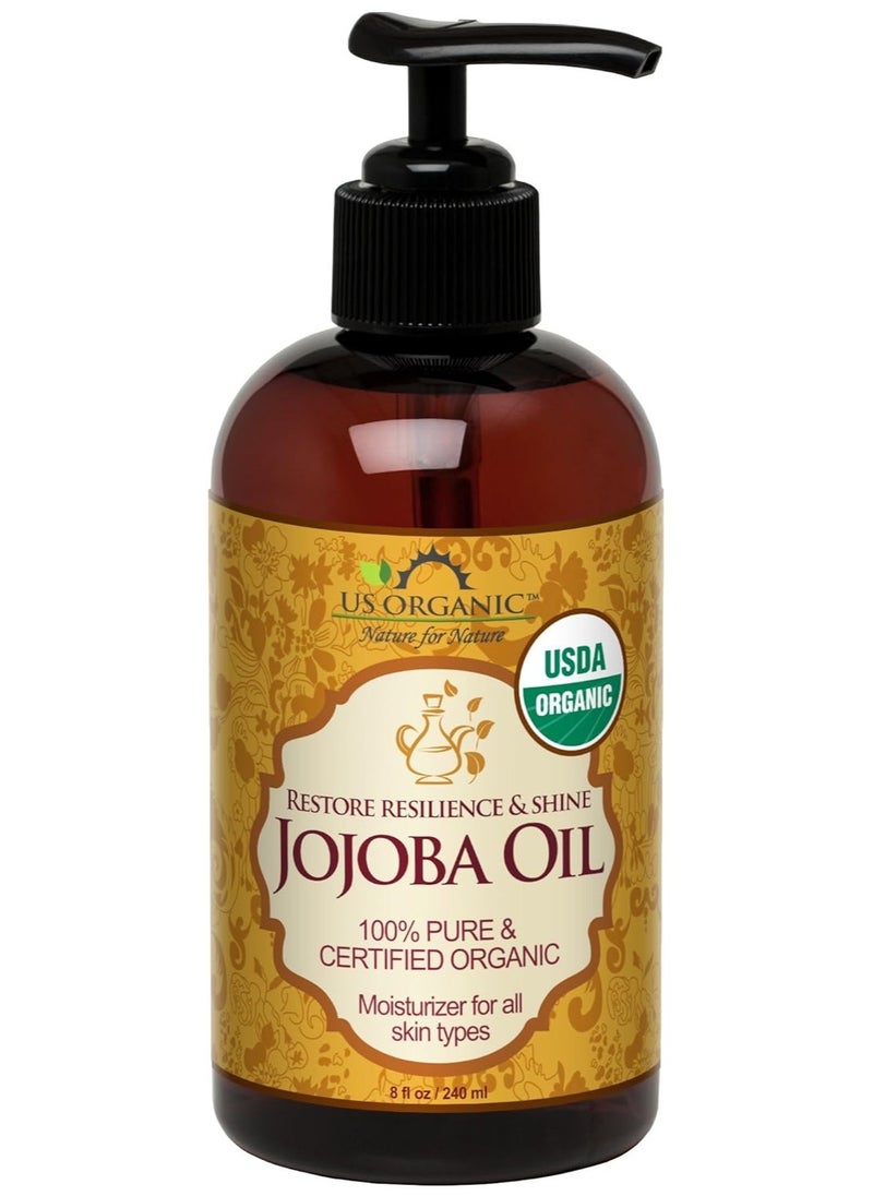 US Organic - US Organic Jojoba Oil, USDA Certified Organic,100% Pure & Natural, Cold Pressed Virgin, Unrefined, Haxane Free, Sourced from Middle East directly (Large (8oz, 240ml)) - Image 1