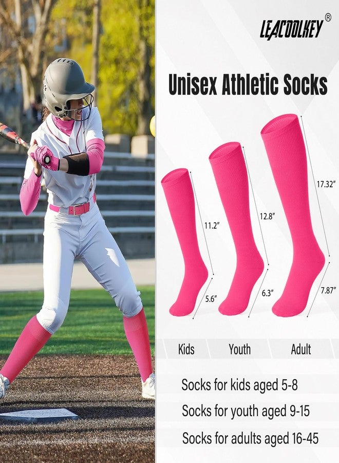 LEACOOLKEY Baseball Belt and Socks Combo Set Softball Socks and Elastic Belt for Youth Boys Girls Pink - Image 3