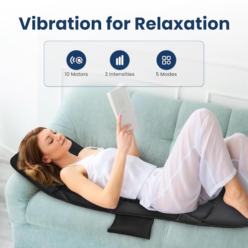 COMFIER Full Body Massage Mat with Heat 10 Vibration Motors 4 Heating Zones 30Minute Auto ShutOff Foldable Relaxation Pad for 3 Adjustable Intensity Vibration Massage Only - Image 5