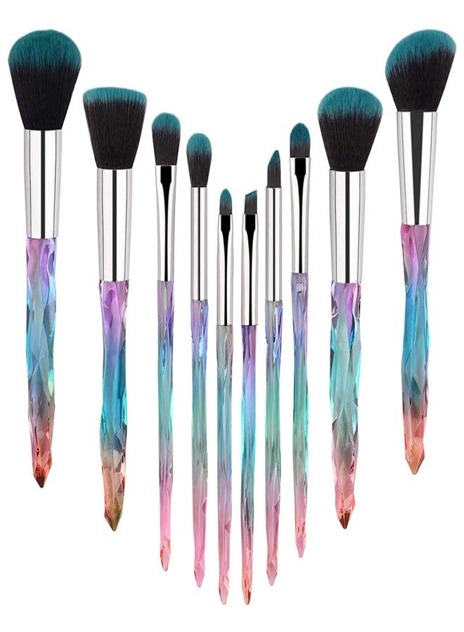 SHOPECOM professional 10Pcs Beauty Makeup Brush Set, Sparkling Crystal Style Makeup Brushes Premium Synthetic Include Foundation Eyeshadow Makeup Contour Brushes for Women & Girls Unicorn Brush Kit - Image 1