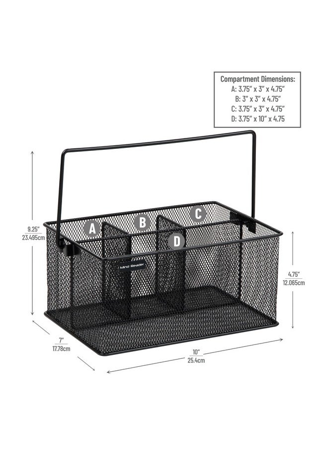 Mind Reader Mind Reader Utensil Holder, Silverware Organizer, Caddy, Cutlery Holder, Kitchen, Metal Mesh, 10"L x 7"W x 4.75"H, Black  - Image 3