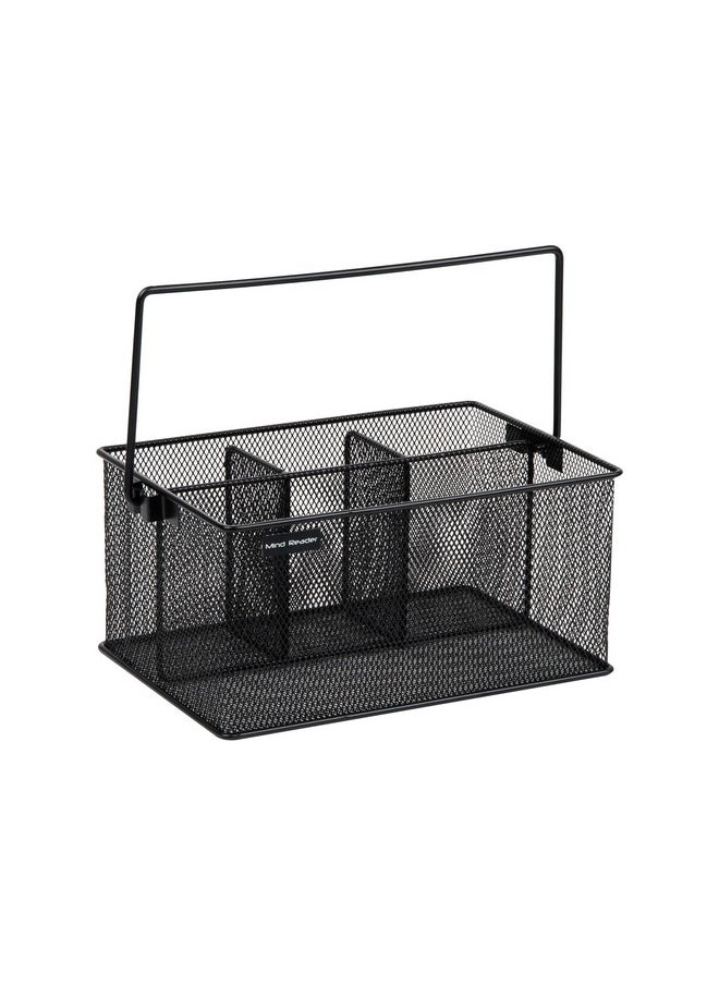 Mind Reader Mind Reader Utensil Holder, Silverware Organizer, Caddy, Cutlery Holder, Kitchen, Metal Mesh, 10"L x 7"W x 4.75"H, Black  - Image 5