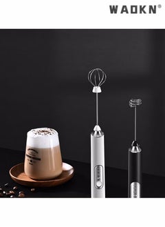 WAOKN Electric Milk Frother Handheld Electric Whisk Coffee Frother Egg Beater Milk Cappuccino Latte Frother Drink Mixer Kitchen Tools USB Rechargeable Black  - Image 4