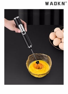 WAOKN Electric Milk Frother Handheld Electric Whisk Coffee Frother Egg Beater Milk Cappuccino Latte Frother Drink Mixer Kitchen Tools USB Rechargeable Black  - Image 2