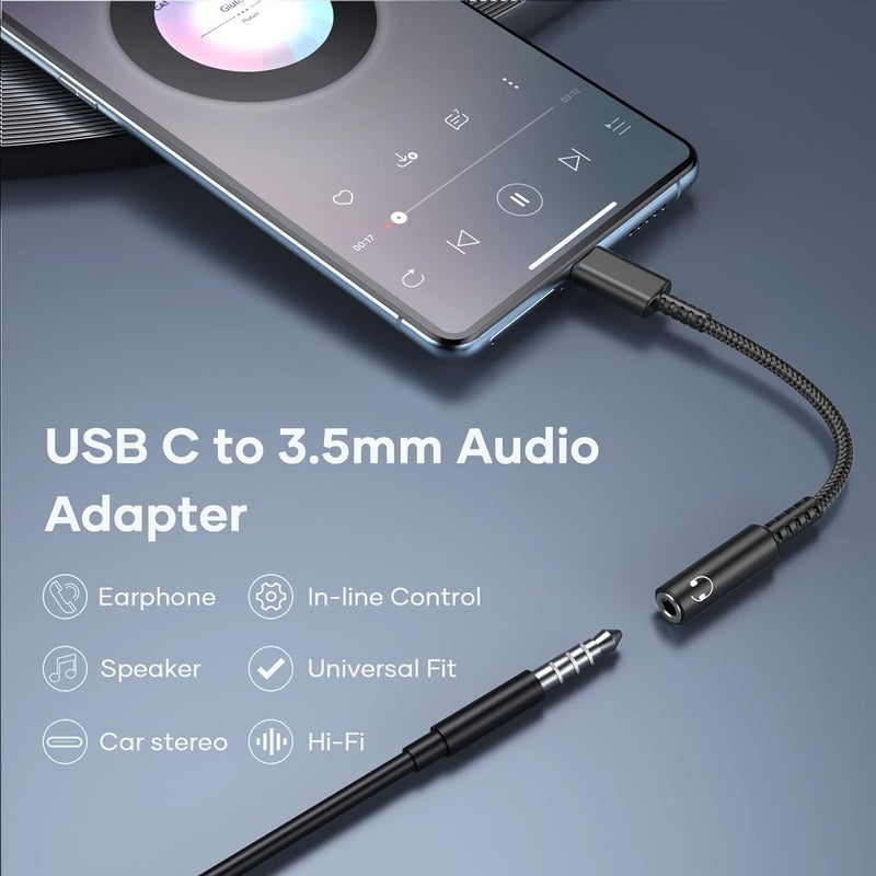 SKYCELL Type C to 3.5 mm Jack Audio Connector Aux DAC Headphone Converter Adapter Compatible with iPhone 15 Pro Max/15 Pro/15 Plus, Galaxy S23/S22/S21/S208 & Other Type C Phones - Image 2