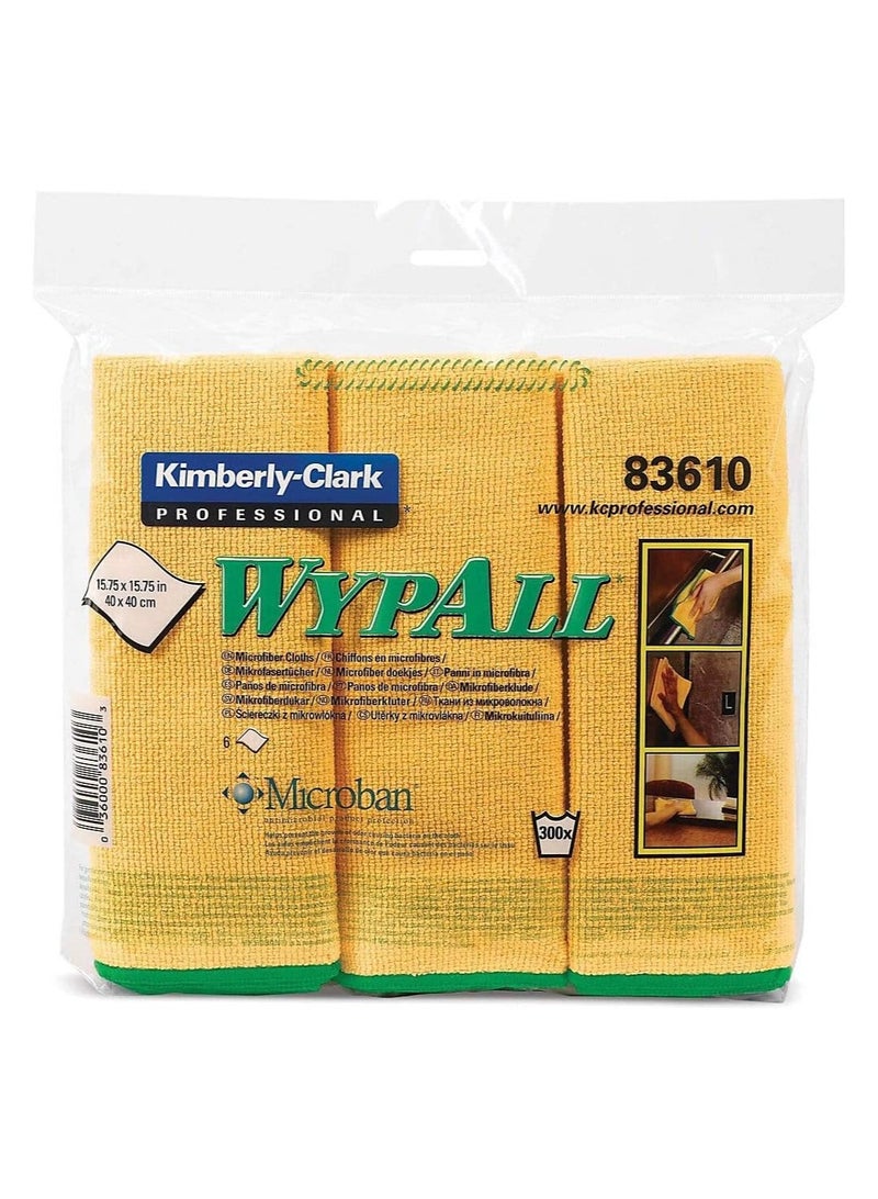 WypAll WypAll Microfiber Cloths - Yellow 6-Pack, Durable & Absorbent, Professional-Grade - Image 1