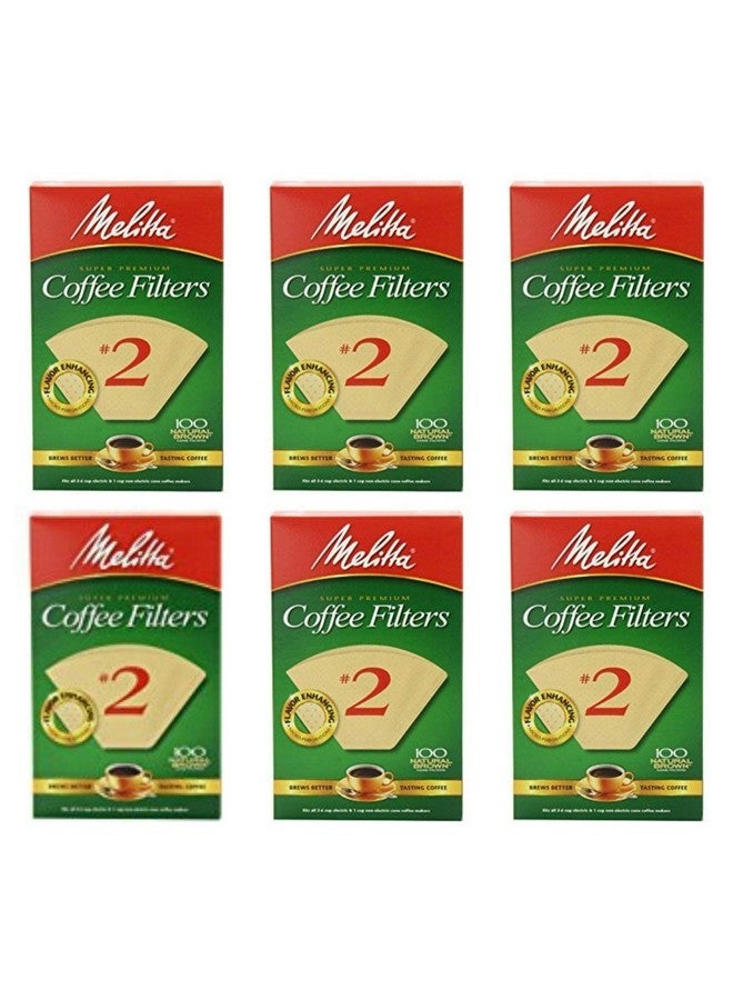 Melitta Melitta #2 Cone Coffee Filters, Unbleached Natural Brown, 100 Count (Pack of 6) 600 Total Filters Count - Packaging May Vary  - Image 1