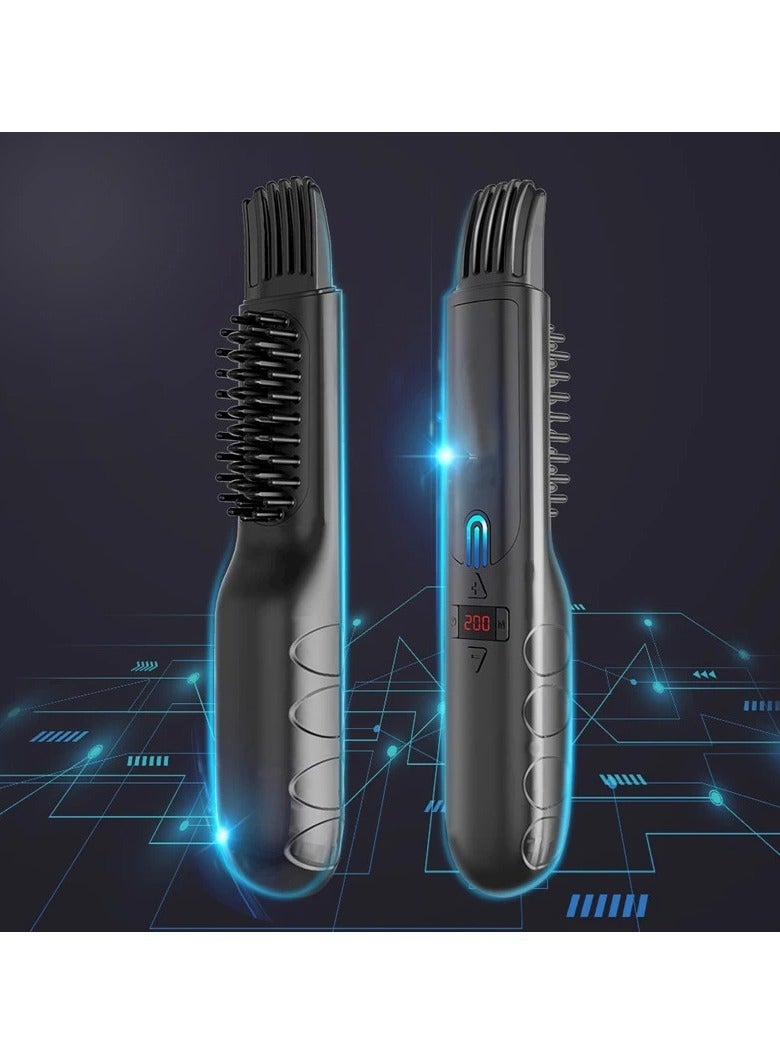 AROAQ Mini Portable Rechargeable Ceramic Electric Hair Brush For Man - Image 4