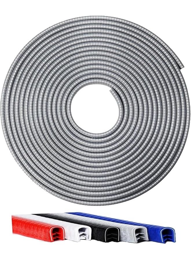 بروماس شريط حماية حافة باب السيارة 5 متر – واقي مطاطي ضد الصدمات مناسب لجميع السيارات، سهل التركيب، رمادي - Image 1