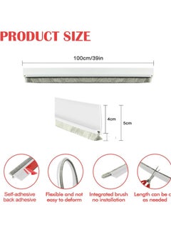 Reelyo Door Sweep for Bottom of Door, 39.2" L Integrated Design with Brush, Self Adhesive Under Door Draft Stopper for Bottom of Door, Door Seal Dust/Noise/Hot or Cold Air Insulation, Brown  - Image 4