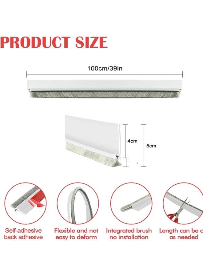 Reelyo Door Sweep for Bottom of Door, 39.2" L Integrated Design with Brush, Self Adhesive Under Door Draft Stopper for Bottom of Door, Door Seal Dust/Noise/Hot or Cold Air Insulation, Brown  - Image 4