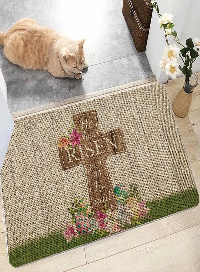 GAGEC Happy Easter Door Mat Cross Egg Flowers Rug Farmhouse Kitchen Decoration for Floor Front Mat Indoor Outdoor Home Decor 17 x 27 Inch - Image 4