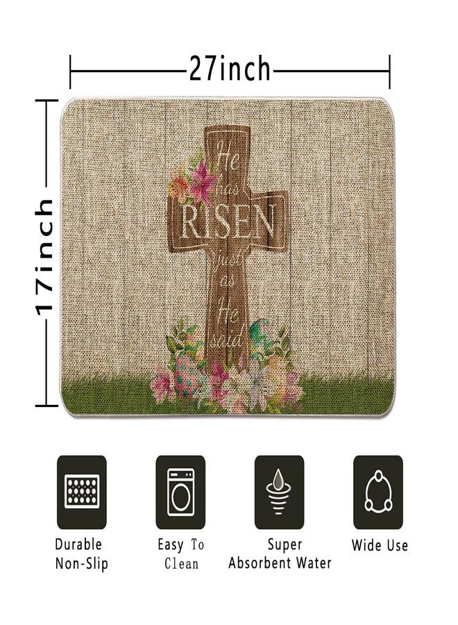 GAGEC Happy Easter Door Mat Cross Egg Flowers Rug Farmhouse Kitchen Decoration for Floor Front Mat Indoor Outdoor Home Decor 17 x 27 Inch - Image 3