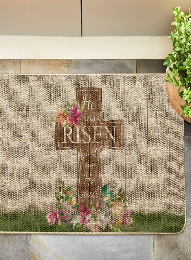 GAGEC Happy Easter Door Mat Cross Egg Flowers Rug Farmhouse Kitchen Decoration for Floor Front Mat Indoor Outdoor Home Decor 17 x 27 Inch - Image 5