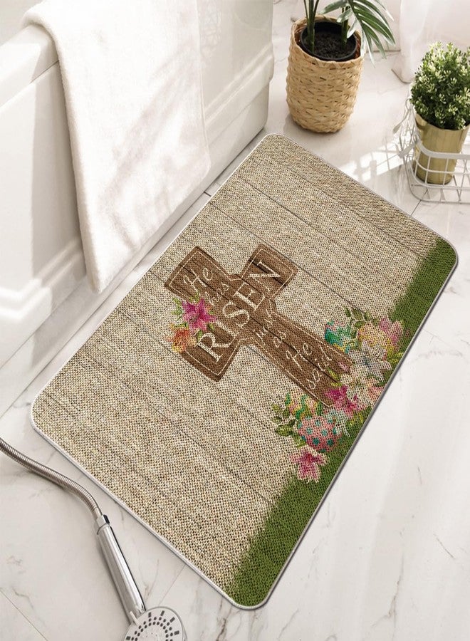 GAGEC Happy Easter Door Mat Cross Egg Flowers Rug Farmhouse Kitchen Decoration for Floor Front Mat Indoor Outdoor Home Decor 17 x 27 Inch - Image 2