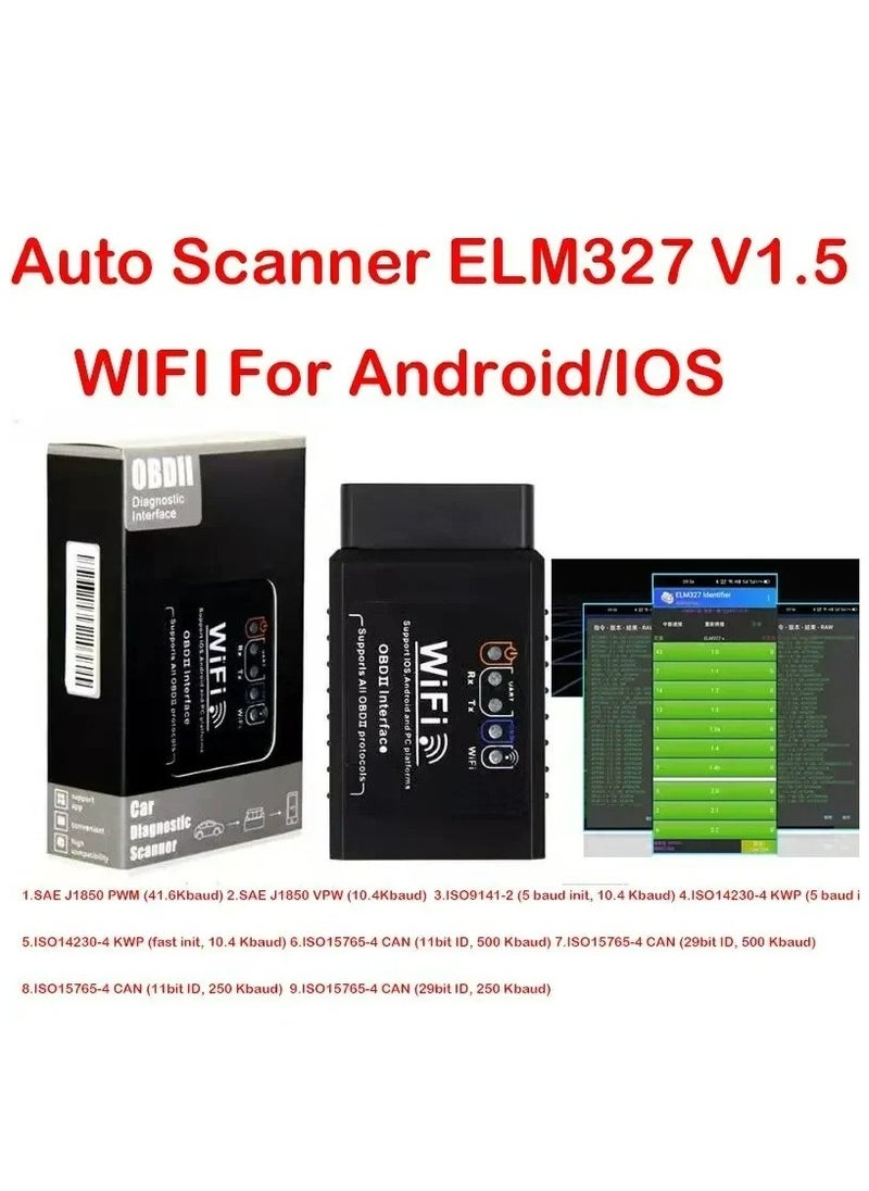 OBD2 WIFI ELM327 V 1.5 Scanner for iPhone IOS Android Auto OBDII OBD 2 ODB II ELM 327 V1.5 WI-FI Code Reader Diagnostic Tool