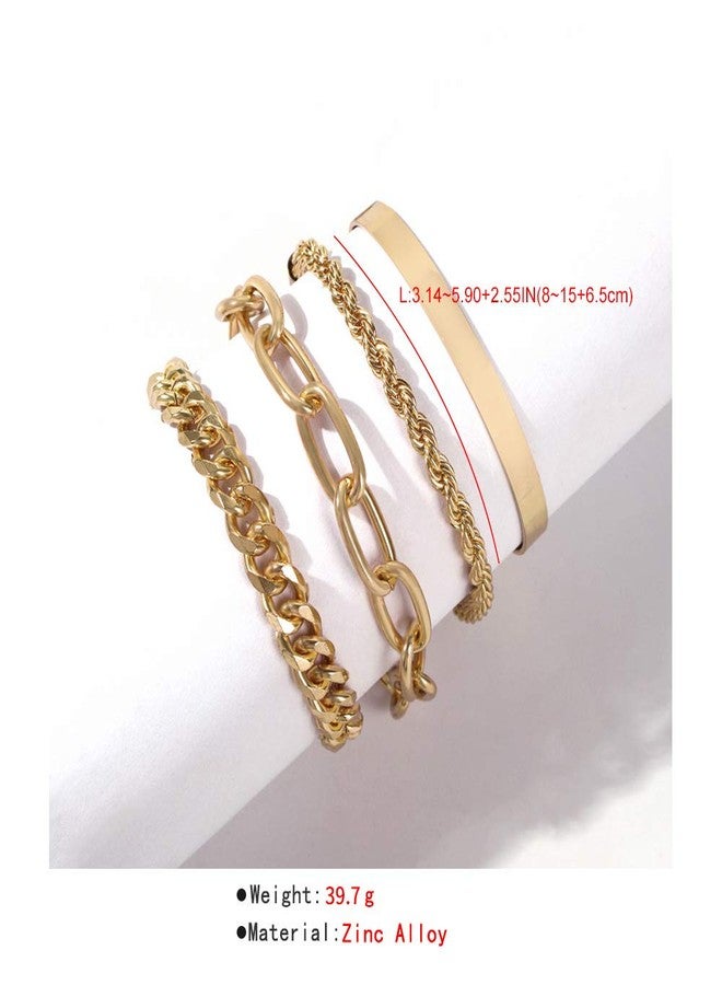 Wiwpar Dainty Layered Bracelets for Women Layered Chain Bracelets Cute Charm Bangle Link Bracelet Set Gold for Women - Image 5