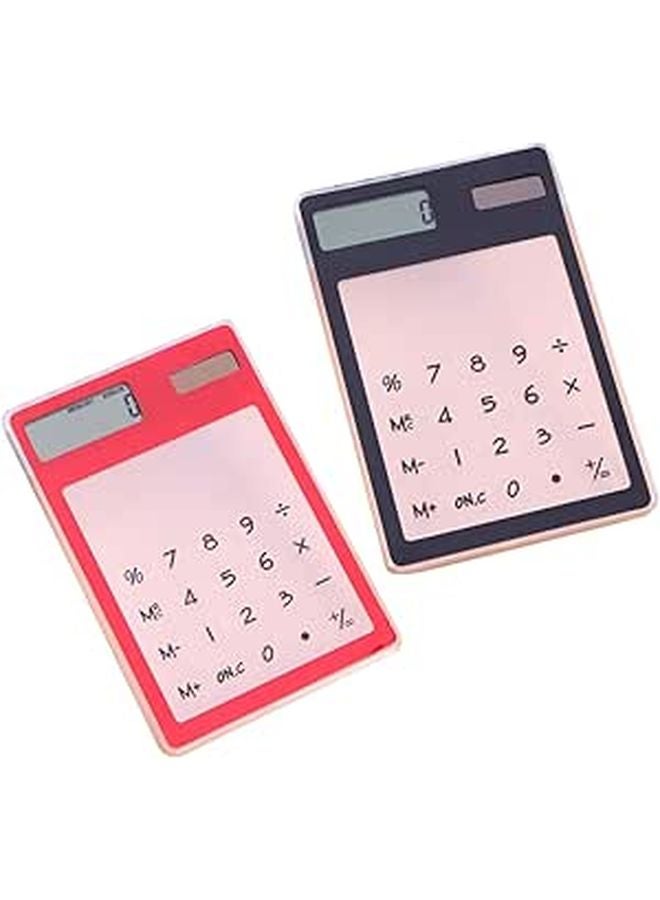 Ultra Thin Screen Basic Calculator For Home School Office Black And Red 2 Pack - Image 1