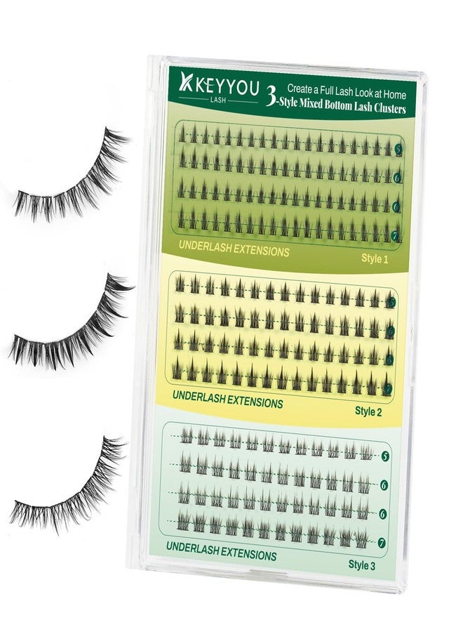 KEYYOU Bottom Lash Clusters DIY Eyelash Extensions 3 Styles Lower Lashes Wispy Bottom Individual Lashes 5-7mm Natural Thin Band Eyelash Clusters (Full) - Image 1