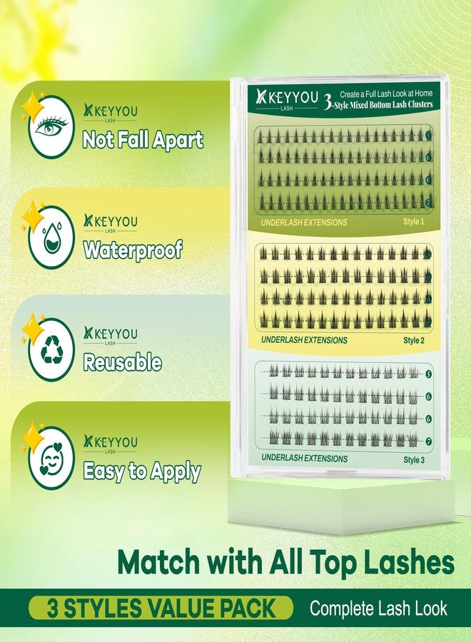 KEYYOU Bottom Lash Clusters DIY Eyelash Extensions 3 Styles Lower Lashes Wispy Bottom Individual Lashes 5-7mm Natural Thin Band Eyelash Clusters (Full) - Image 2