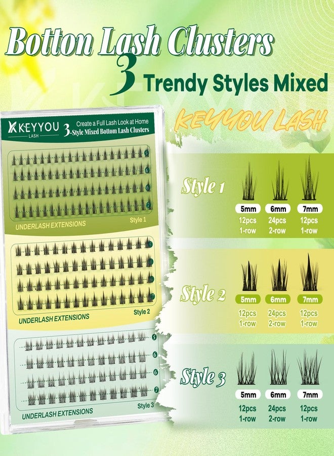 KEYYOU Bottom Lash Clusters DIY Eyelash Extensions 3 Styles Lower Lashes Wispy Bottom Individual Lashes 5-7mm Natural Thin Band Eyelash Clusters (Full) - Image 4