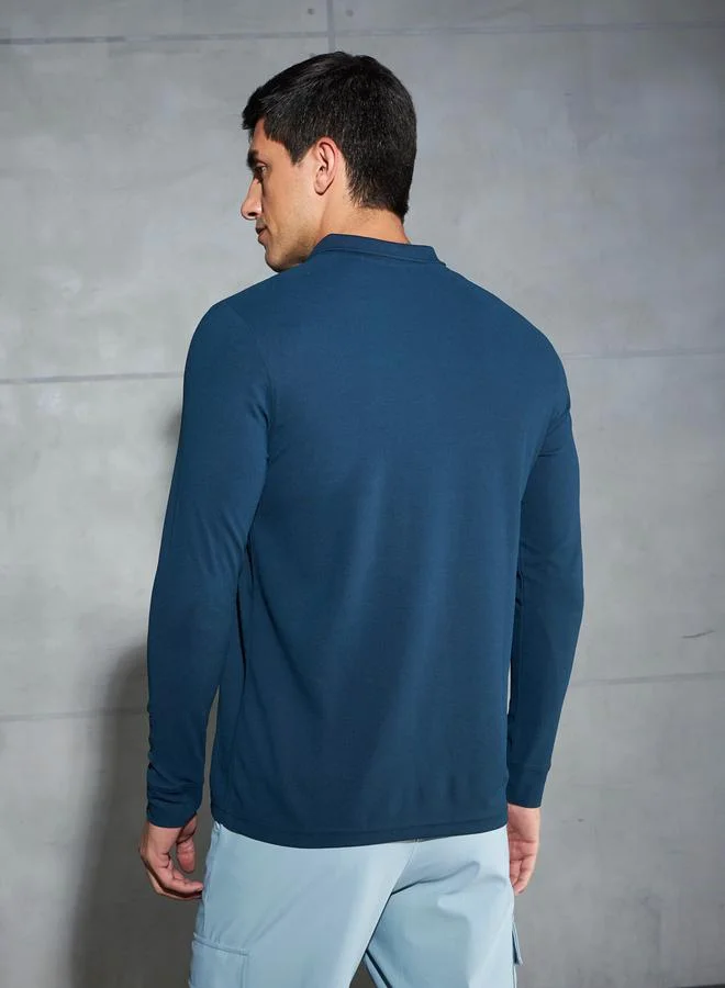 Technosport Technosport Solid Polo T-Shirt with Pocket Detail