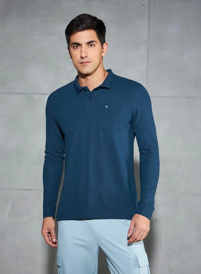 Technosport Technosport Solid Polo T-Shirt with Pocket Detail
