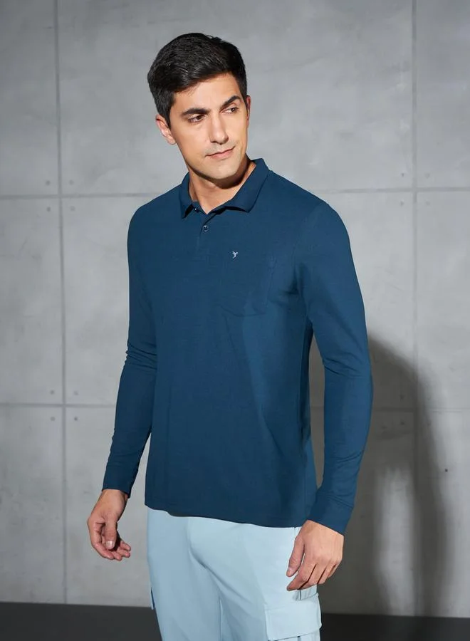 Technosport Technosport Solid Polo T-Shirt with Pocket Detail