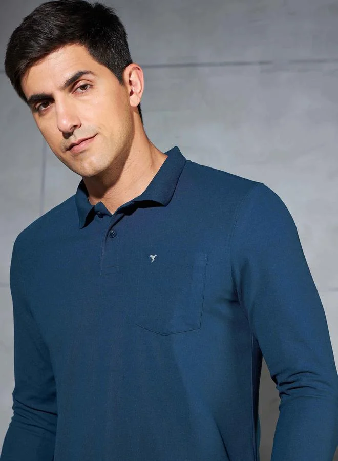 Technosport Technosport Solid Polo T-Shirt with Pocket Detail