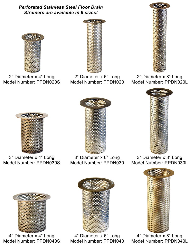 Drain-Net 4" Commercial Floor Drain Strainer, 8" Tall, Perforated Stainless Steel - Image 4