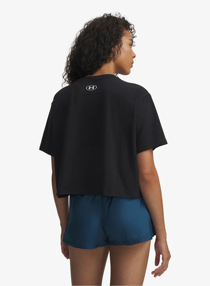 Under Armour Black /  / White Rival Boxy Solid T-Shirt for Women | Best Price UAE