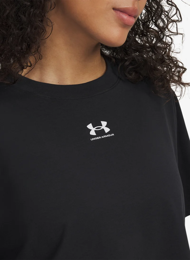 Under Armour Black /  / White Rival Boxy Solid T-Shirt for Women | Best Price UAE