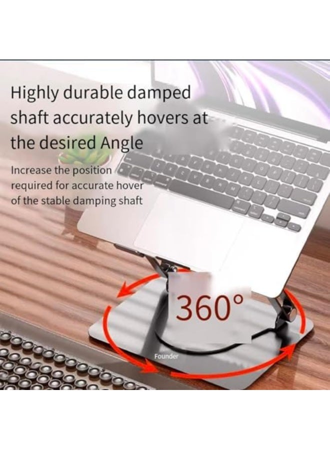 حامل لابتوب من الألمنيوم دوار 360 درجة مع مروحة تبريد، حامل لابتوب قابل للطي مصمم جيدًا للطاولة لأجهزة ماك بوك برو/اير، لابتوب يصل حجمه إلى 16 بوصة - Image 3