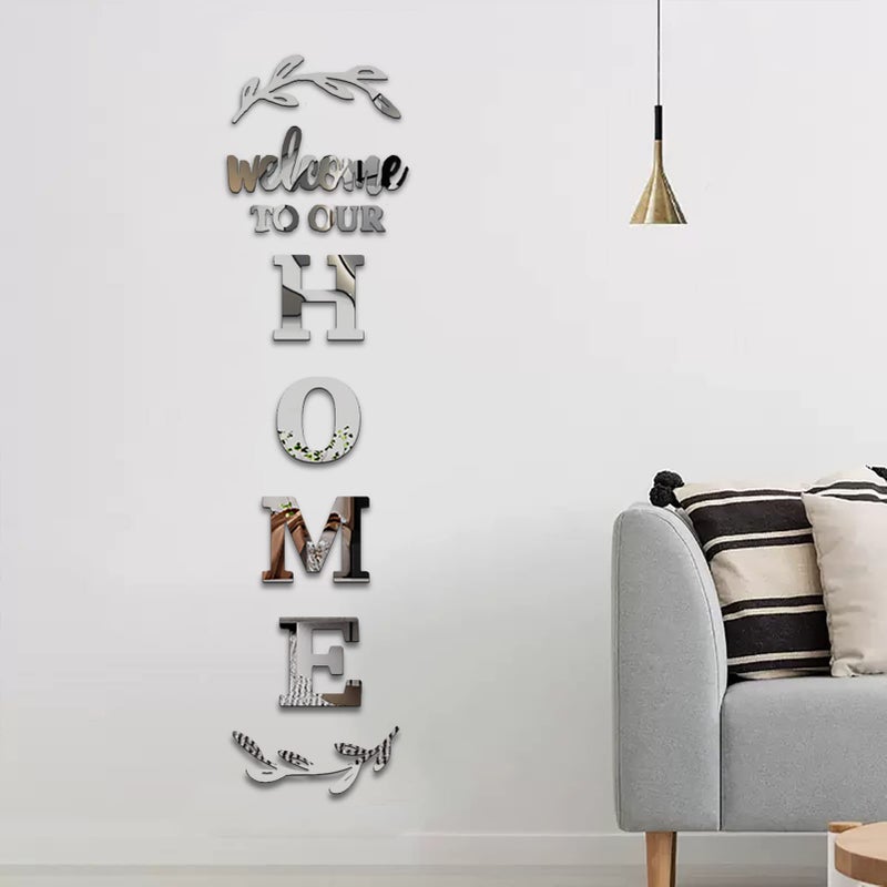 YUZUCMCM Home Wall Decor Welcome to Our Home Letter Signs - Acrylic Mirror Stickers for Living Room Bedroom Decor - Wall Decorations - Image 5