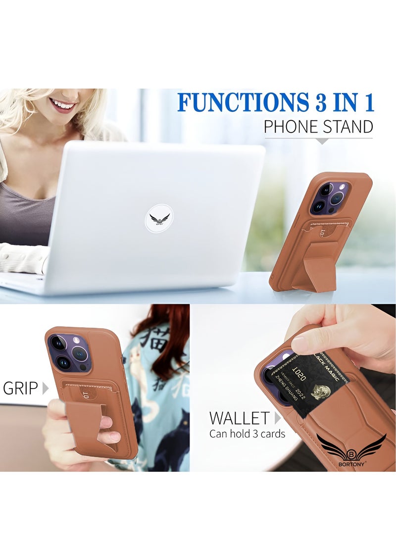 BORTONY iPhone 16 Pro Max Case with Card Holder Magnetic Kickstand PU Leather Shockproof Protective Cover for iPhone 16 Pro Max 6.9 Inch - Image 4