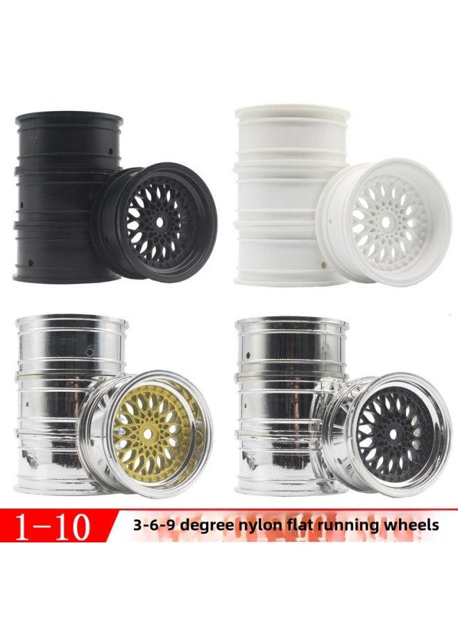 Generic - 1/10 Flat Running Drift Racing Rv HSP94123 Electroplated Nylon Wheel Tire Wheel Frame Offset3-9mm-Color:6 Degrees-white - Image 1