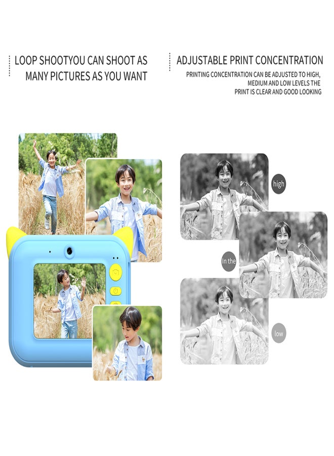 Cute Kids Instant Print Camera 1080P Digital Video Camera Dual Camera Lens 12MP 2.4 Inch LCD Screen Built-in Battery Birthday Festival Christmas Gift for Boys Girls - Image 5