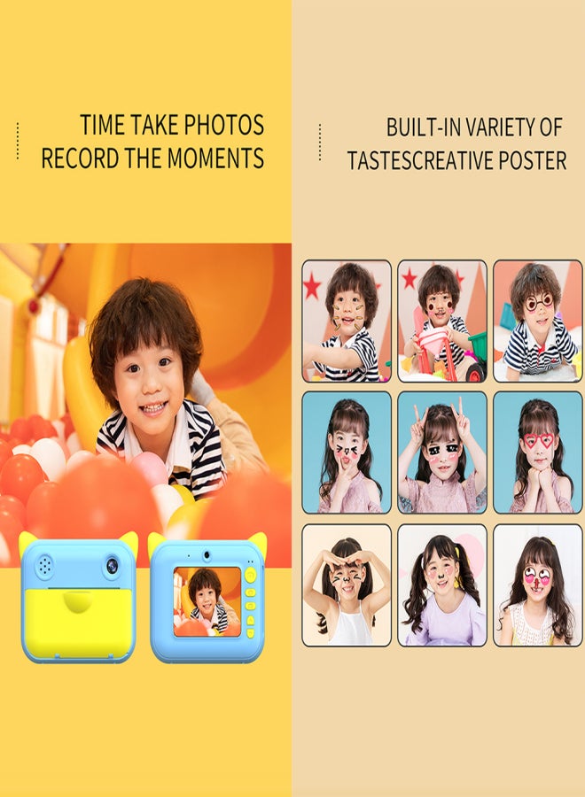 Cute Kids Instant Print Camera 1080P Digital Video Camera Dual Camera Lens 12MP 2.4 Inch LCD Screen Built-in Battery Birthday Festival Christmas Gift for Boys Girls - Image 4