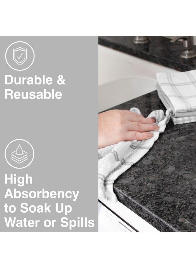 T-FAL Premium Waffle Dish Cloths: Highly Absorbent, Super Soft Long Lasting - 100% Cotton, 12"x13" Flat Waffle Dish Towel for Cleaning & Drying Dishes, (4-Pack), Grey - Image 3