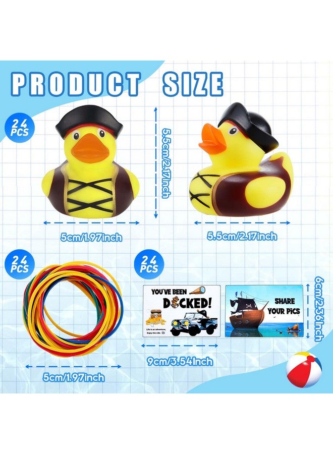 Poen 24 Pcs Mini Pirate Rubber Ducks 2 Inch Cruise Yellow Duck with 24 Pcs Tags Bathtub Pool Toys Pirate Party Favors for Carnival Supplies Baby Shower Birthday Christmas Party Favor Gifts - Image 2